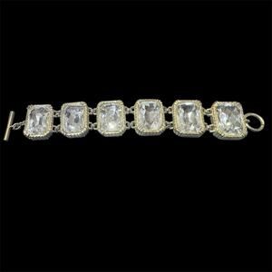 VTG 80’s Christian Dior Iconic “ Headlight” Gold And Swarovski Bracelet